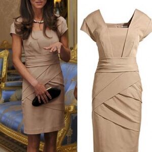 Reiss Nude Modal Midi Dress